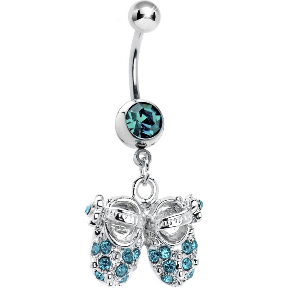 BODY CANDYNEW!Blue Zircon‎ Jeweled Baby Shoes Gift maternity Belly Ring